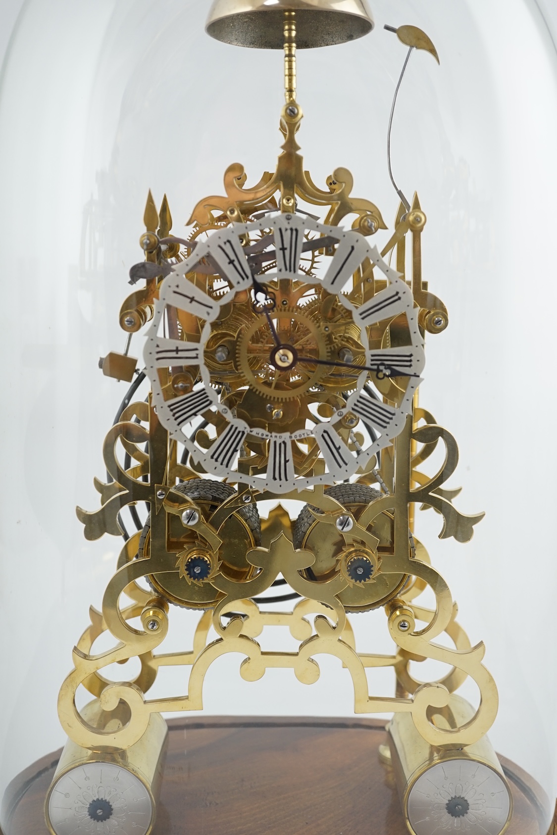 A Victorian brass skeleton clock